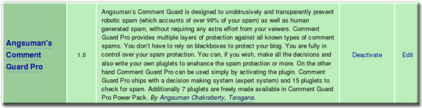 Comment Guard Pro Installed